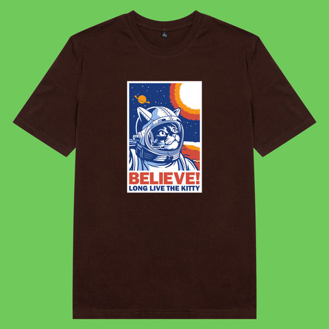 Áo thun unisex cotton in hình phim Cat Lover series - Believe (nhiều màu)