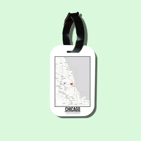 Travel tag cho túi xách/balo du lịch in hình Love City Map - Chicago