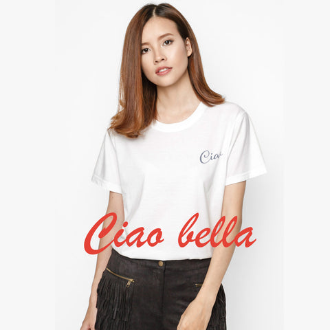 Áo thun cotton 100% in chữ Hello Series - Ciao (nhiều màu)