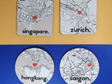 Đế lót ly vuông in hình Love City - Bangkok