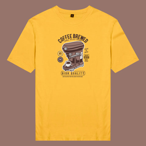 Áo thun unisex cotton 100% in hình Coffee Brewed (nhiều màu)