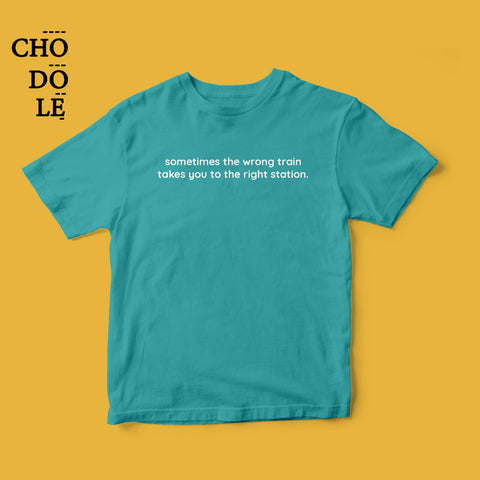 Áo thun in chữ quote tee trong phim Crash Landing on you (màu xanh lam)
