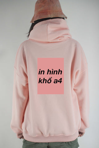 Áo khoác hoodie unisex customize hình khổ A4 in Pet Digital (nhiều màu)