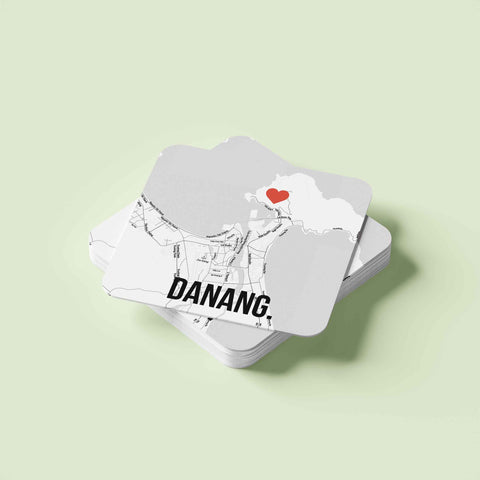 Đế lót ly vuông in hình Love City - Đà nẵng