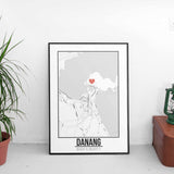 Tranh poster khổ A3 giấy mỹ thuật in hình Love City Vietnam - Đà Nẵng