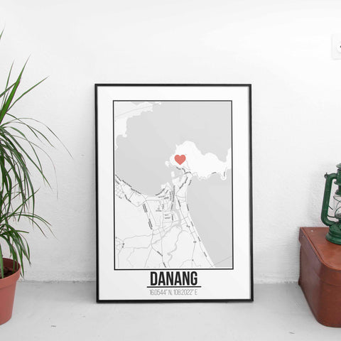 Tranh poster khổ A3 giấy mỹ thuật in hình Love City Vietnam - Đà Nẵng