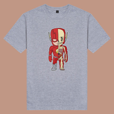 Áo thun unisex cotton in hình Half Skeleton series - Flash (nhiều màu)