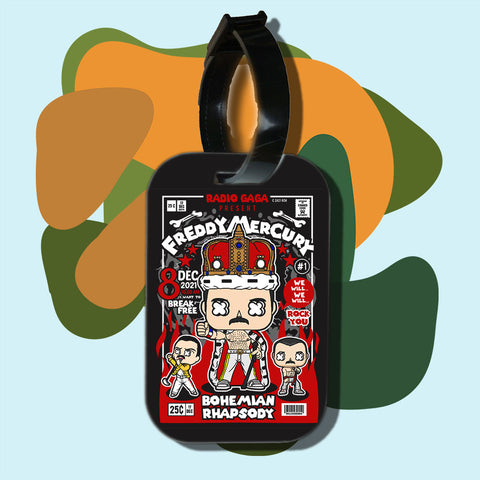 Travel tag cho túi xách/balo du lịch in hình pop culture cartoon series - Freddie Mercury Bohemian Rhapsody
