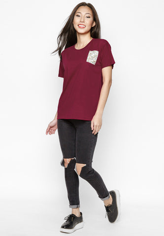 Áo Thun Đỏ Floral Pocket 4 Cung Cấp bởi Suvi