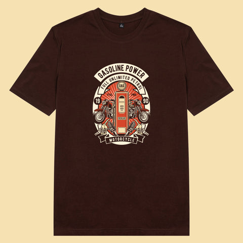 Áo thun unisex cotton 100% in hình Biker - Gasoline Power (nhiều màu)