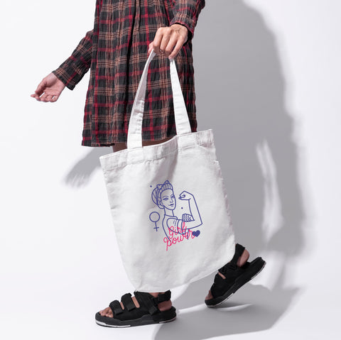 Túi tote vải in hình Girl Power