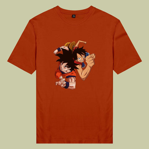 Áo thun unisex cotton in hình Dragonball and One Piece (nhiều màu)