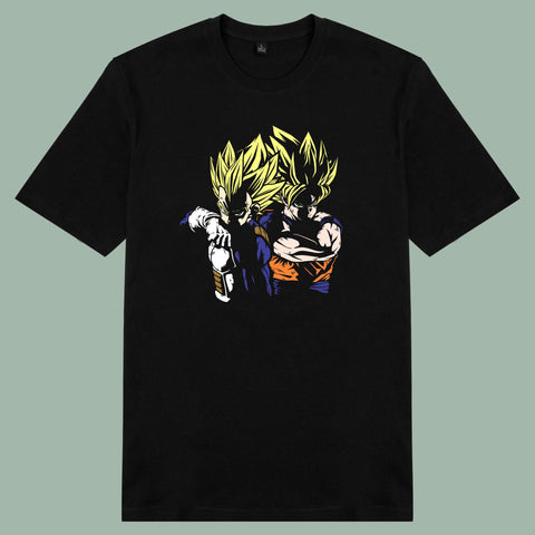 Áo thun unisex cotton in hình Dragonball - Songoku và Vegeta (nhiều màu)