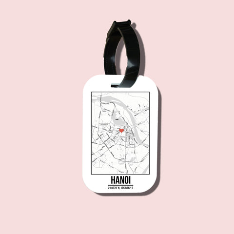 Travel tag cho túi xách/balo du lịch in hình Love City Map - Hanoi