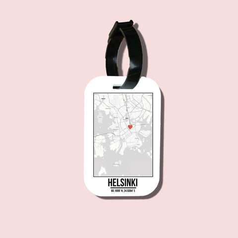 Travel tag cho túi xách/balo du lịch in hình Love City Map - Helsinki