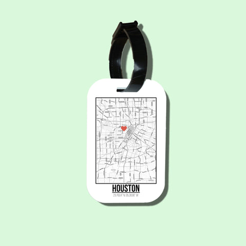 Travel tag cho túi xách/balo du lịch in hình Love City Map - Houston