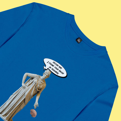 Áo thun unisex cotton 100% in hình Excuse me, I found your brain (nhiều màu)