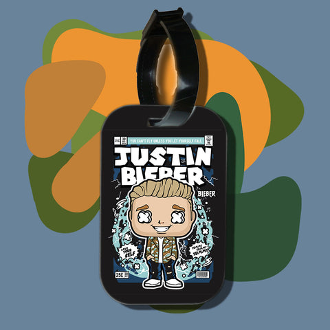 Travel tag cho túi xách/balo du lịch in hình pop culture cartoon series - justin bieber