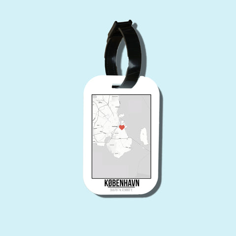 Travel tag cho túi xách/balo du lịch in hình Love City Map - Kobenhaven
