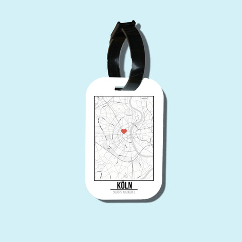 Travel tag cho túi xách/balo du lịch in hình Love City Map - Koln
