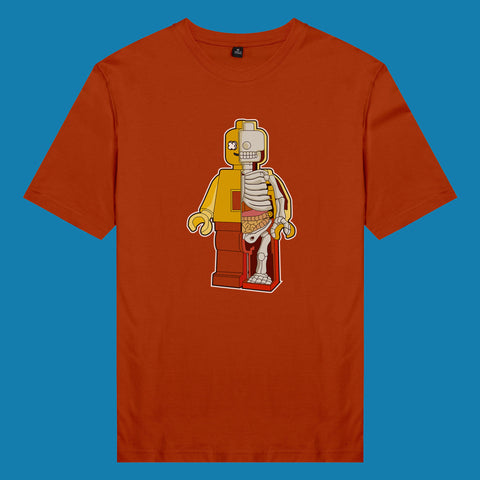 Áo thun unisex cotton in hình Half Skeleton series - Lego (nhiều màu)