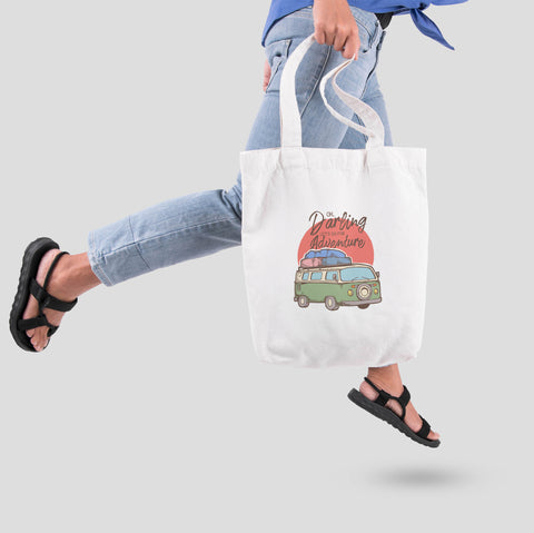 Túi tote vải in hình Let go for adventure