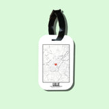 Travel tag cho túi xách/balo du lịch in hình Love City Map - Lille