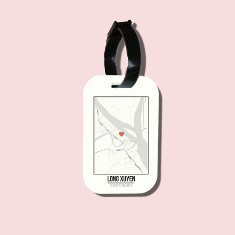 Travel tag cho túi xách/balo du lịch in hình Love City Vietnam - Long Xuyen