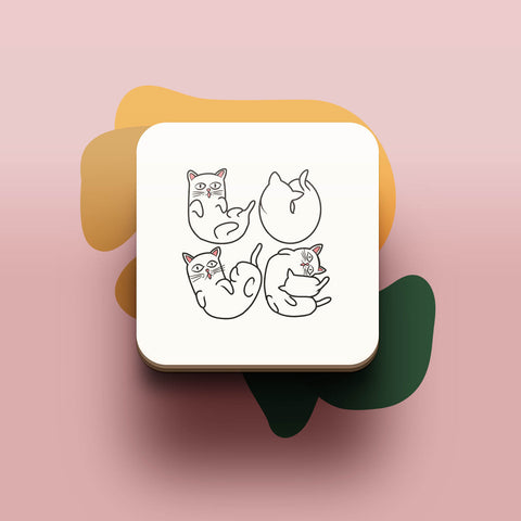 Đế ly bằng gỗ in hình Cat Lover Love