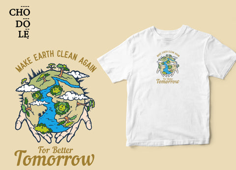 Áo thun unisex in hình Make Earth Clean Again