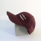 Nón lưỡi trai in chữ  Make it happen (form đứng)