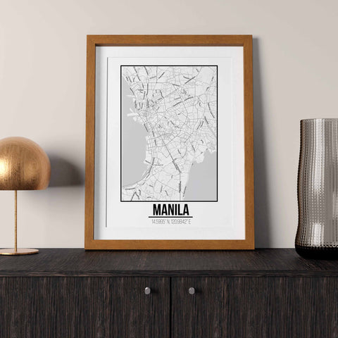 Tranh poster khổ A3 giấy mỹ thuật in hình Love City - Manila