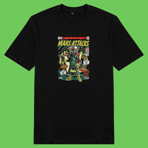 Áo thun unisex cotton in hình pop culture cartoon series - mars attacks (nhiều màu)