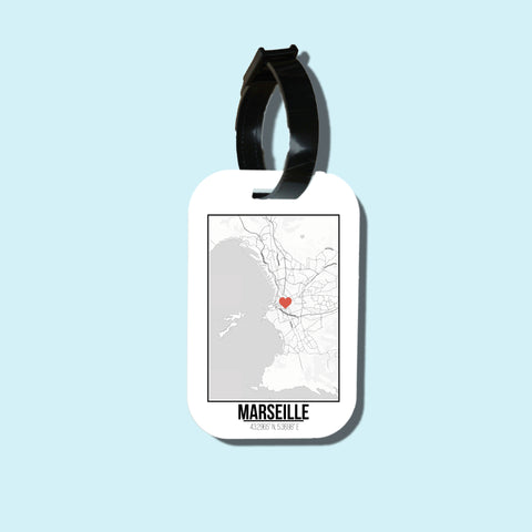 Travel tag cho túi xách/balo du lịch in hình Love City Map - Marseille