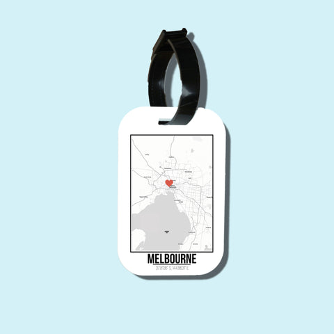 Travel tag cho túi xách/balo du lịch in hình Love City Map - Melbourne