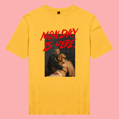 Áo thun unisex cotton in hình Monday is here