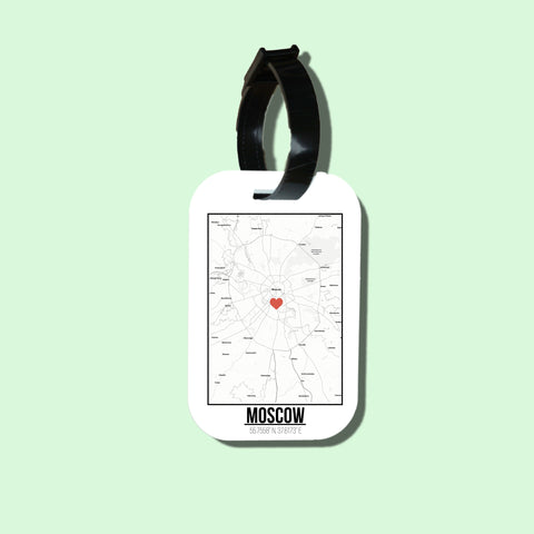 Travel tag cho túi xách/balo du lịch in hình Love City Map - Moscow