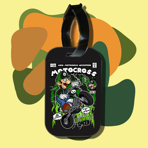 Travel tag cho túi xách/balo du lịch in hình pop culture cartoon series - Luigi motocross