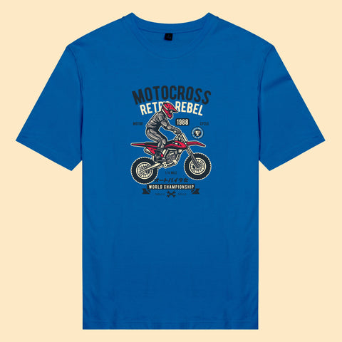 Áo thun unisex cotton 100% in hình Motocross Retro Rebel (nhiều màu)