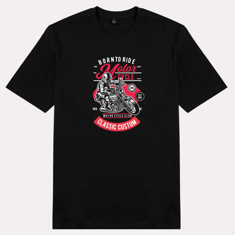 Áo thun unisex cotton 100% in hình Biker - Born to ride, Motor Rider (nhiều màu)
