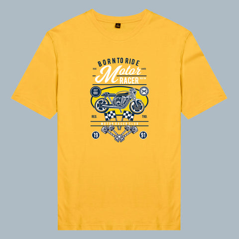 Áo thun unisex cotton 100% in hình Biker - Born to ride, Motor Racer (nhiều màu)