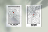 Combo 2 Tranh poster khổ A3 giấy mỹ thuật in hình Love City -  Los Angeles And New York