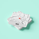 Đế lót ly vuông in hình Love City - Nice