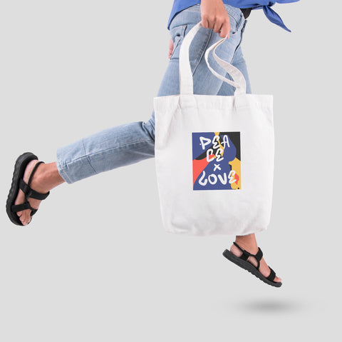 Túi tote vải in hình Peace and Love