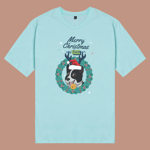 Áo thun unisex cotton 100% in hình Pet Lover Xmas - Border Collie (nhiều màu)