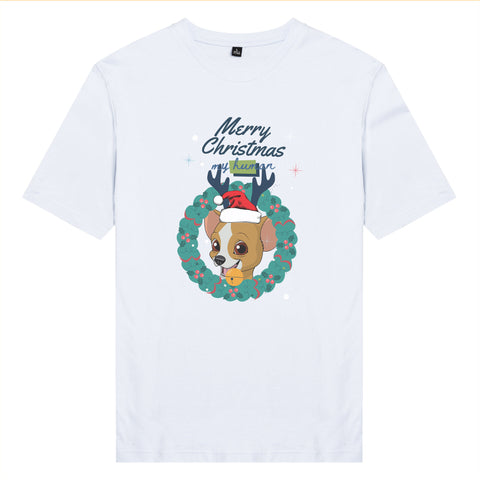 Áo thun unisex cotton 100% in hình Pet Lover Xmas - Chihuahua (nhiều màu)