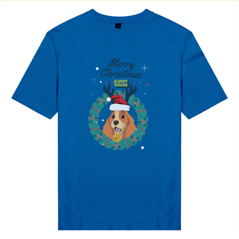 Áo thun unisex cotton 100% in hình Pet Lover Xmas - Cocker Spaniel (nhiều màu)