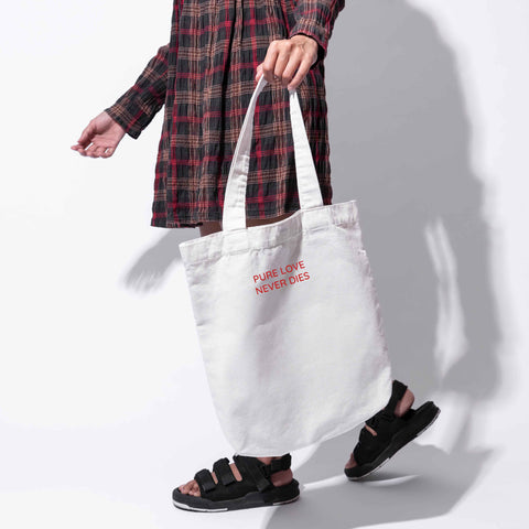 Túi tote vải in chữ Pure Love Never Die