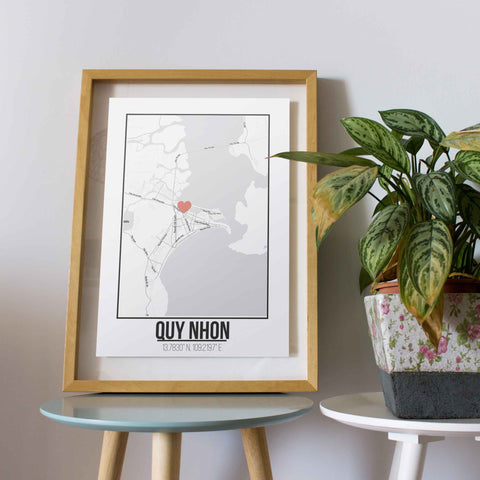 Tranh poster khổ A3 giấy mỹ thuật in hình Love City Vietnam - Quy Nhon