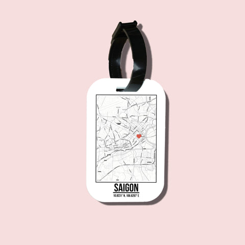 Travel tag cho túi xách/balo du lịch in hình Love City Map - Saigon